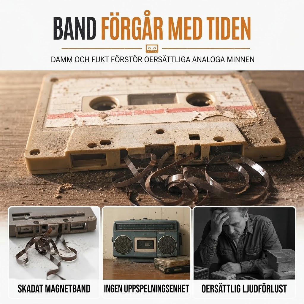 Transparent bärbar kassettspelare med USB-C och MP3-konvertering