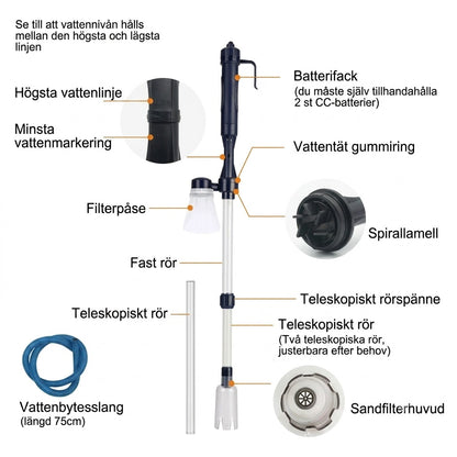 Sladdlös bottenrengörare för akvarier