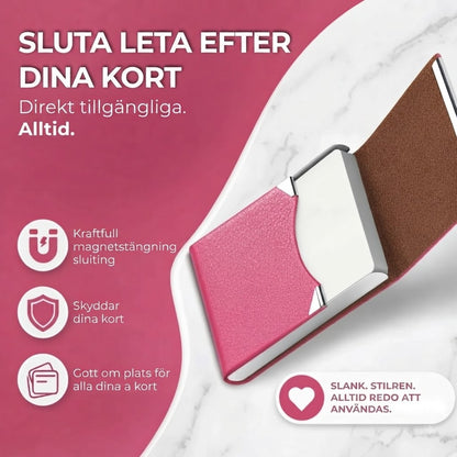 Magnetisk visitkortshållare med mockafoder