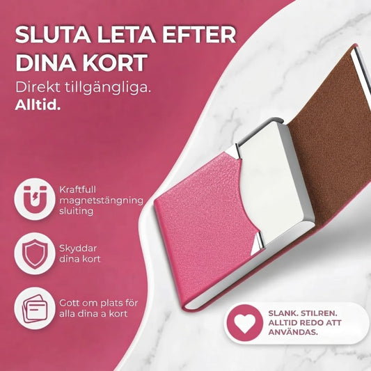 Magnetisk visitkortshållare med mockafoder