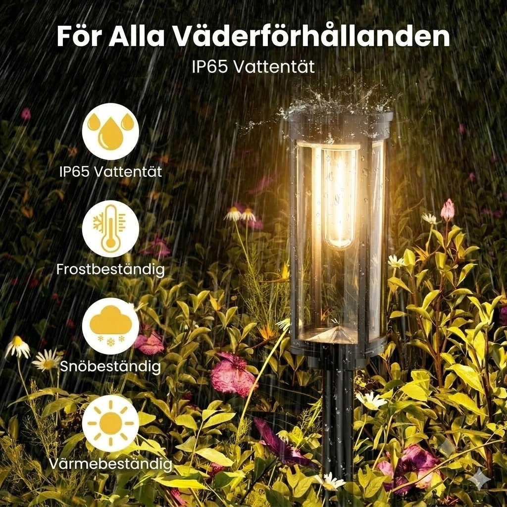 Solcellsbelysning för trädgården – Retrodesign, 12–14 timmars belysning & IP65-vattentät
