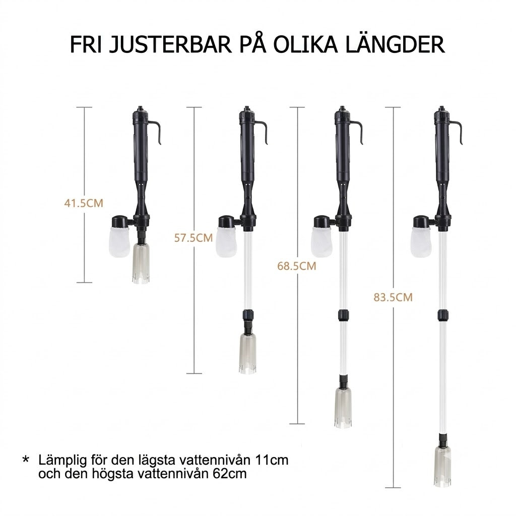 Sladdlös bottenrengörare för akvarier