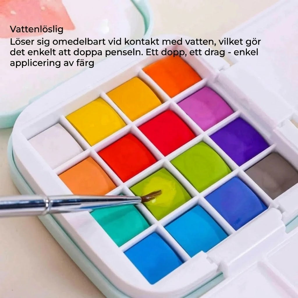 Ultrakompakt akvarellset med 16 färger