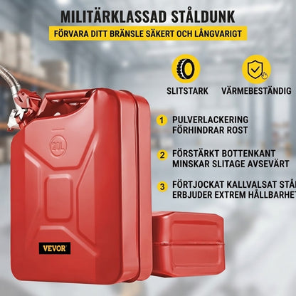 Bränslepip i rostfritt stål med nätfilter