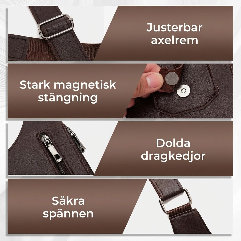 Axelväska för herr med stöldskyddsdesign