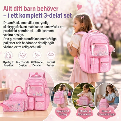 DreamPack 3-delat skolset med glittrande detaljer