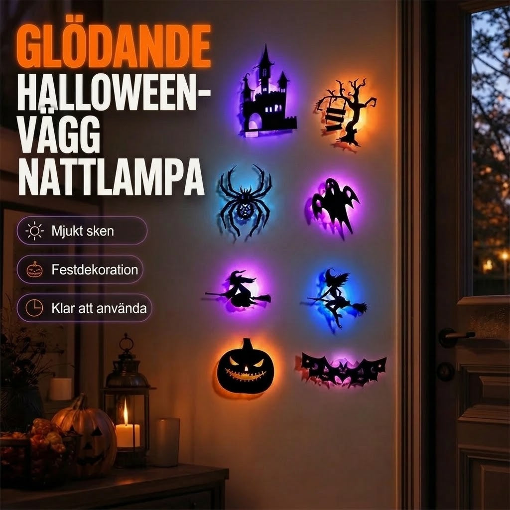 Självlysande Halloween-väggdekaler