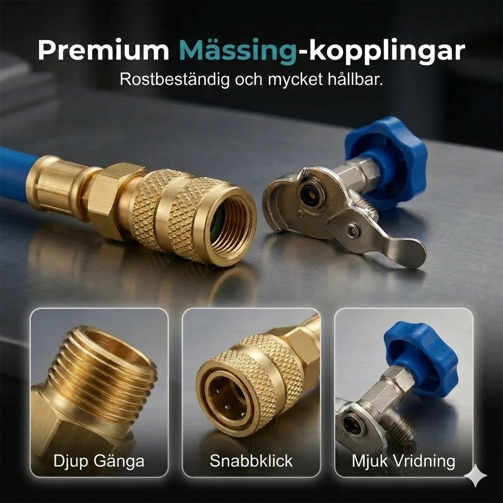 AC-påfyllningsslang för R134a med manometer