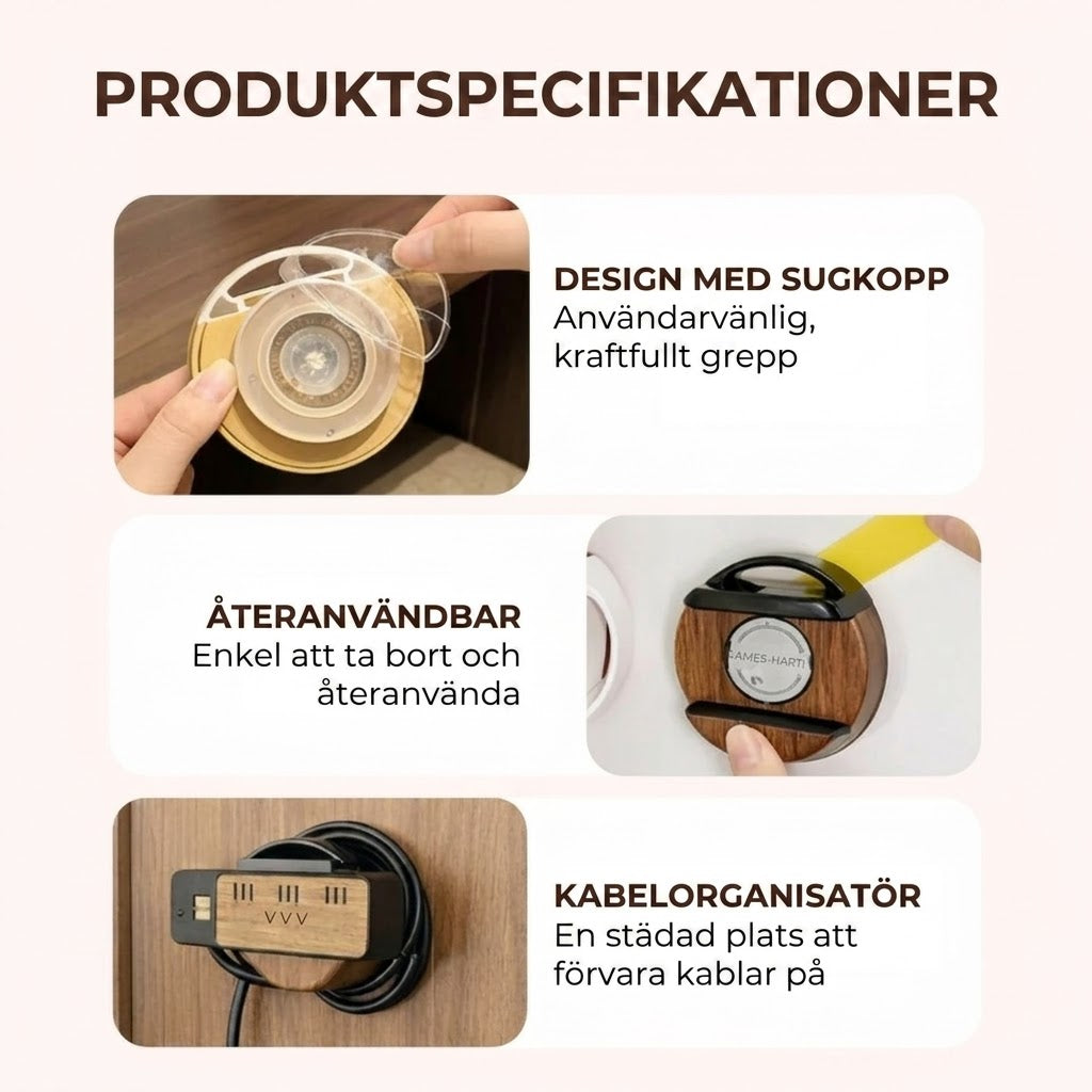Kabelhållare med sugkopp