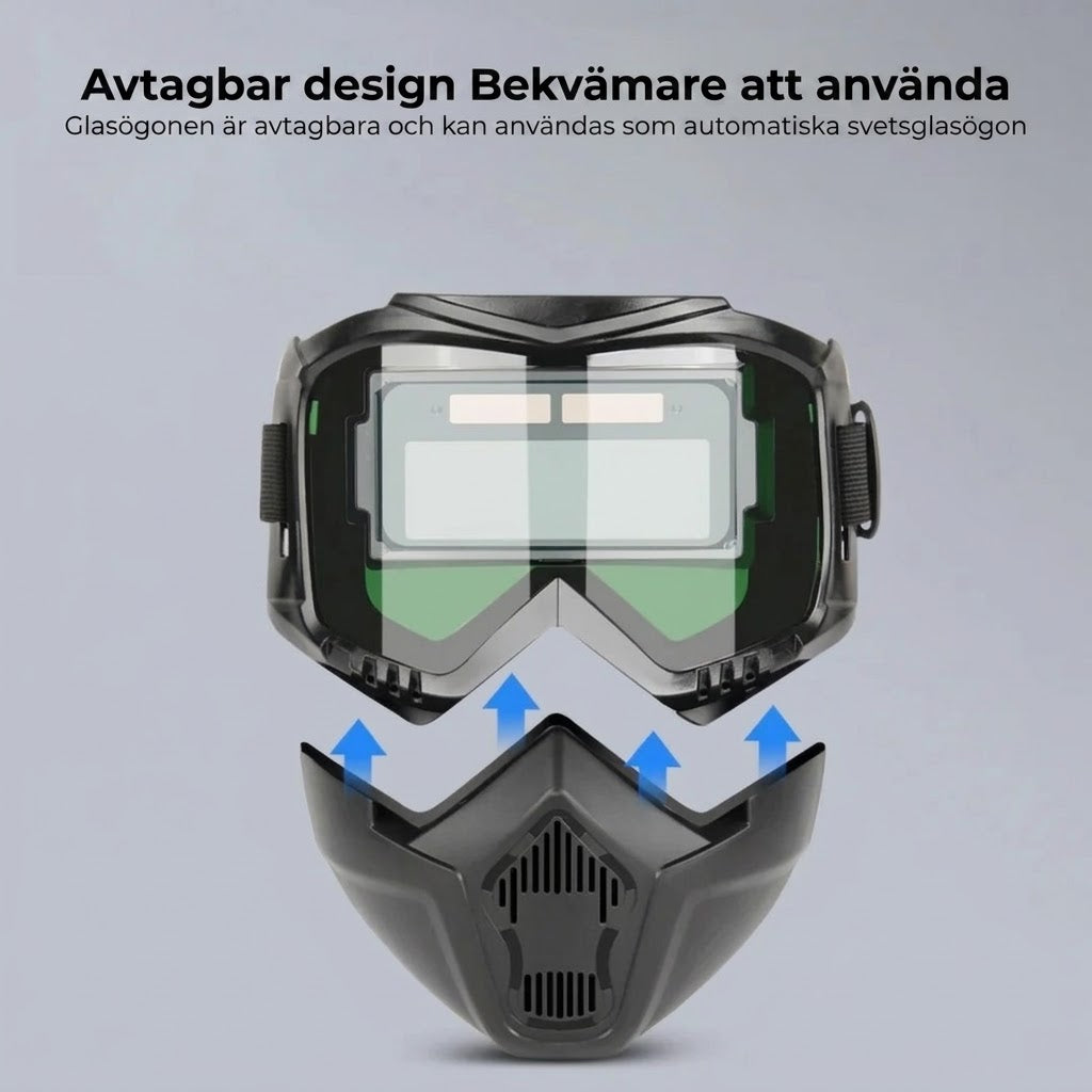 Automatiskt nedbländande svetshjälm med kolfilter