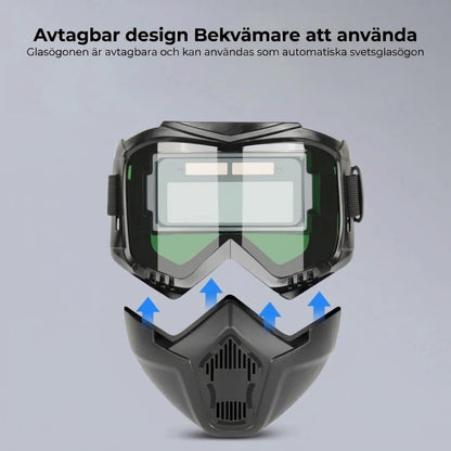 Automatiskt nedbländande svetshjälm med kolfilter