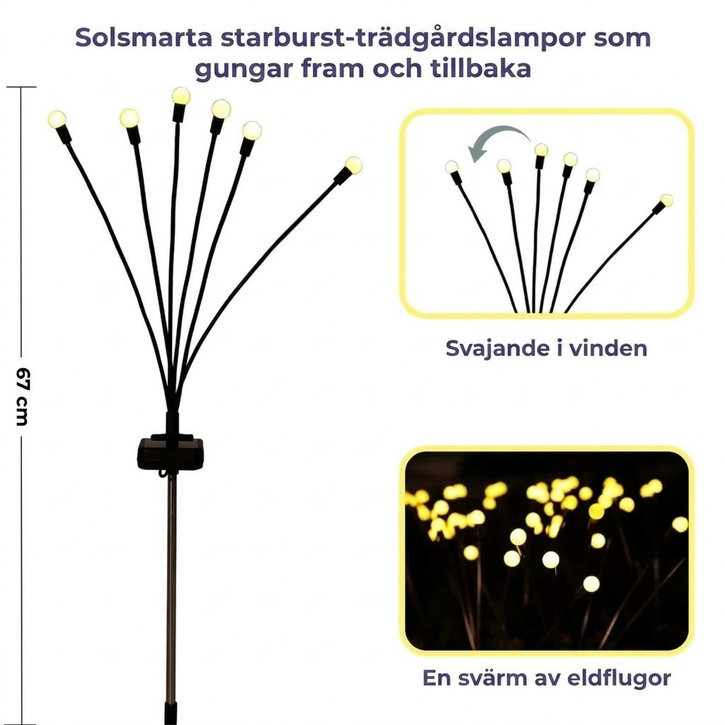 Solcellsdriven trädgårdsbelysning med eldflugor
