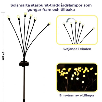 Solcellsdriven trädgårdsbelysning med eldflugor