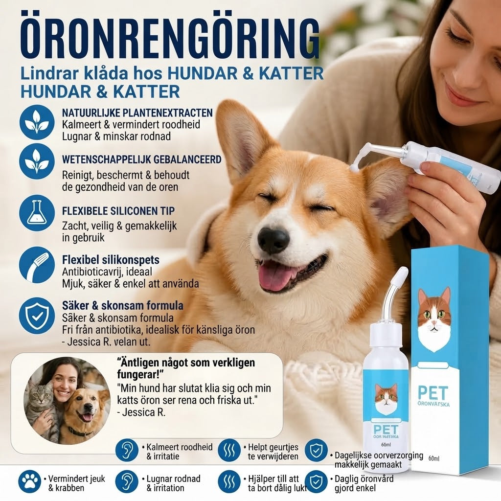 Öronrengöringsdroppar för hundar och katter