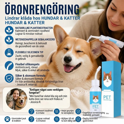Öronrengöringsdroppar för hundar och katter