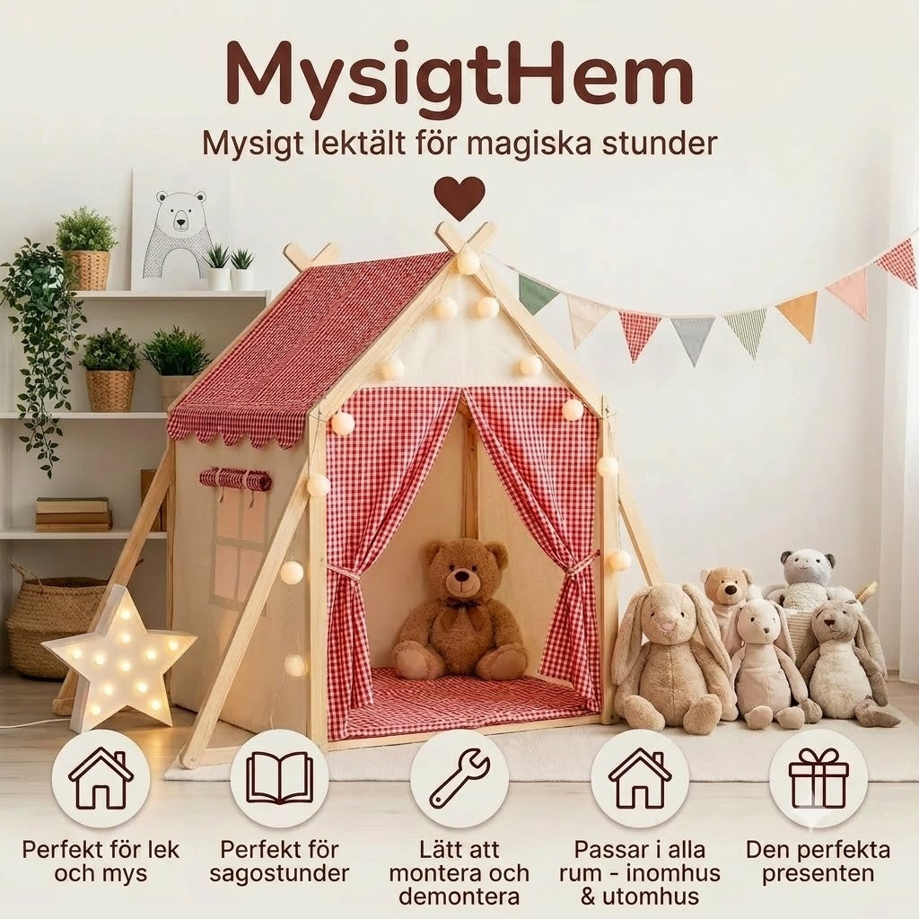 CozyHouse lektält för barn i husform