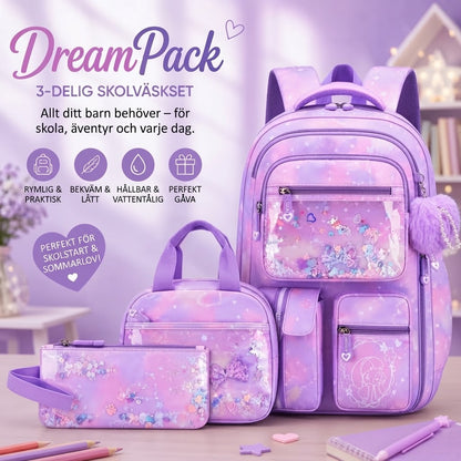 DreamPack 3-delat skolset med glittrande detaljer
