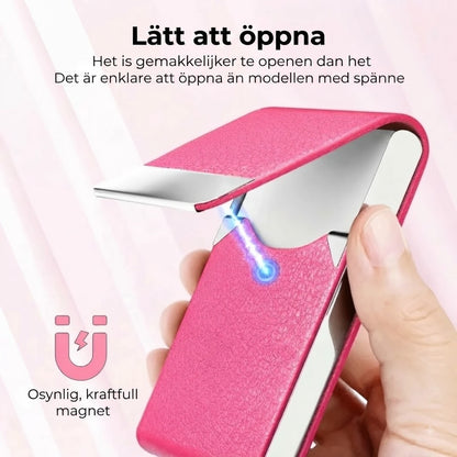 Magnetisk visitkortshållare med mockafoder