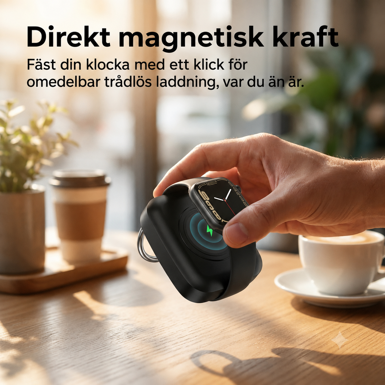 Kompakt magnetisk powerbank för smartklocka 1 200 mAh med nyckelring