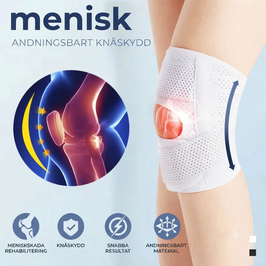 Andningsbara knäskydd med stöd för menisken