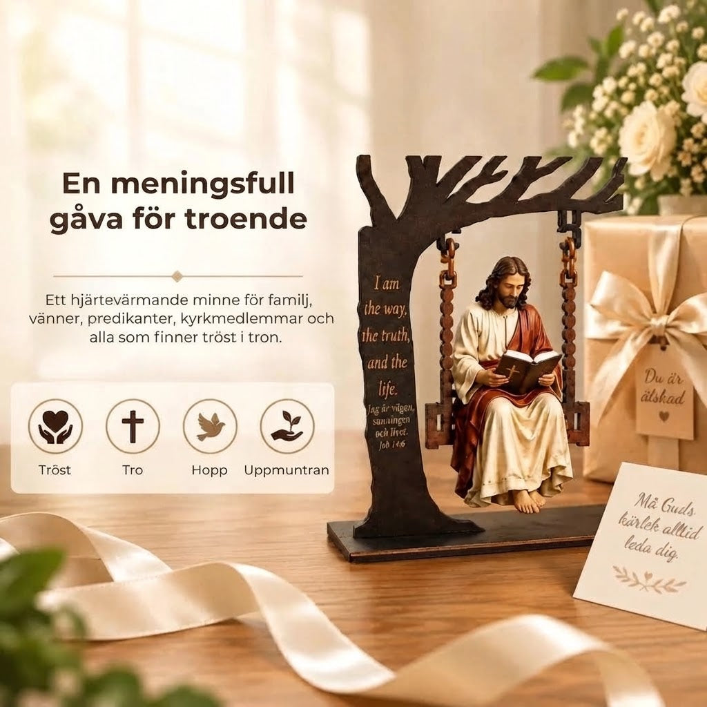 Kristet gungornament i trä med Jesus
