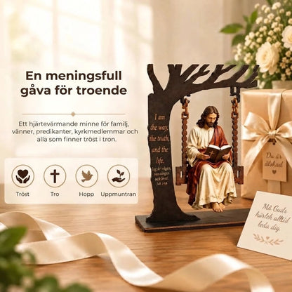 Kristet gungornament i trä med Jesus