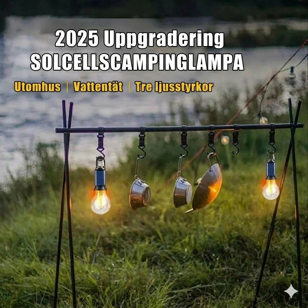 Solcellsdriven tältbelysning (USB-uppladdningsbar LED-campinglykta)