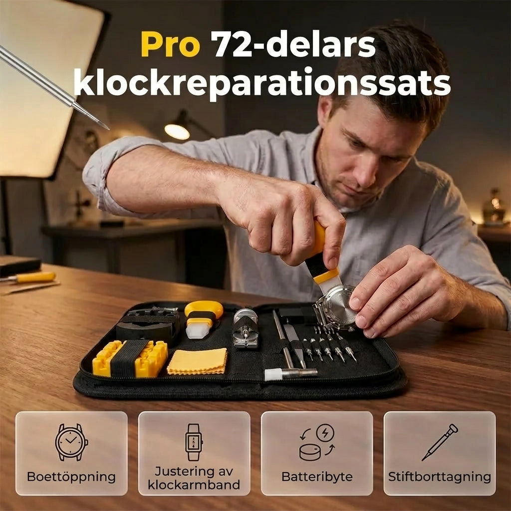 Klockreparationssats för byte av armband och batteri