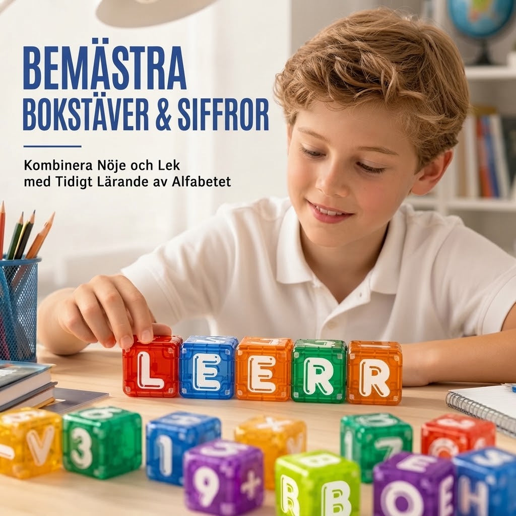 Magnetiska bokstavs- och sifferklossar för barn
