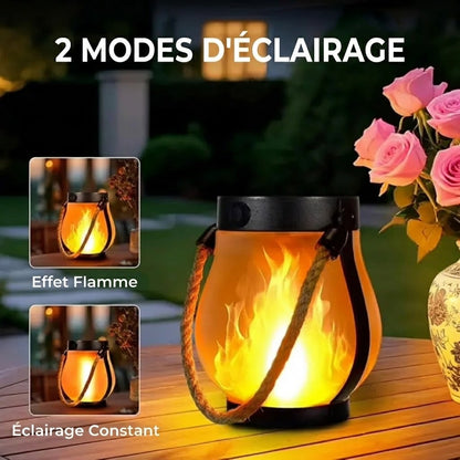 Stämningsfull solcellslykta med flameffekt