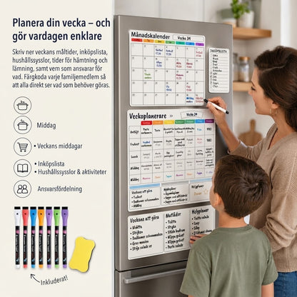 Magnetisk familjeplanerare för månad vecka och dag