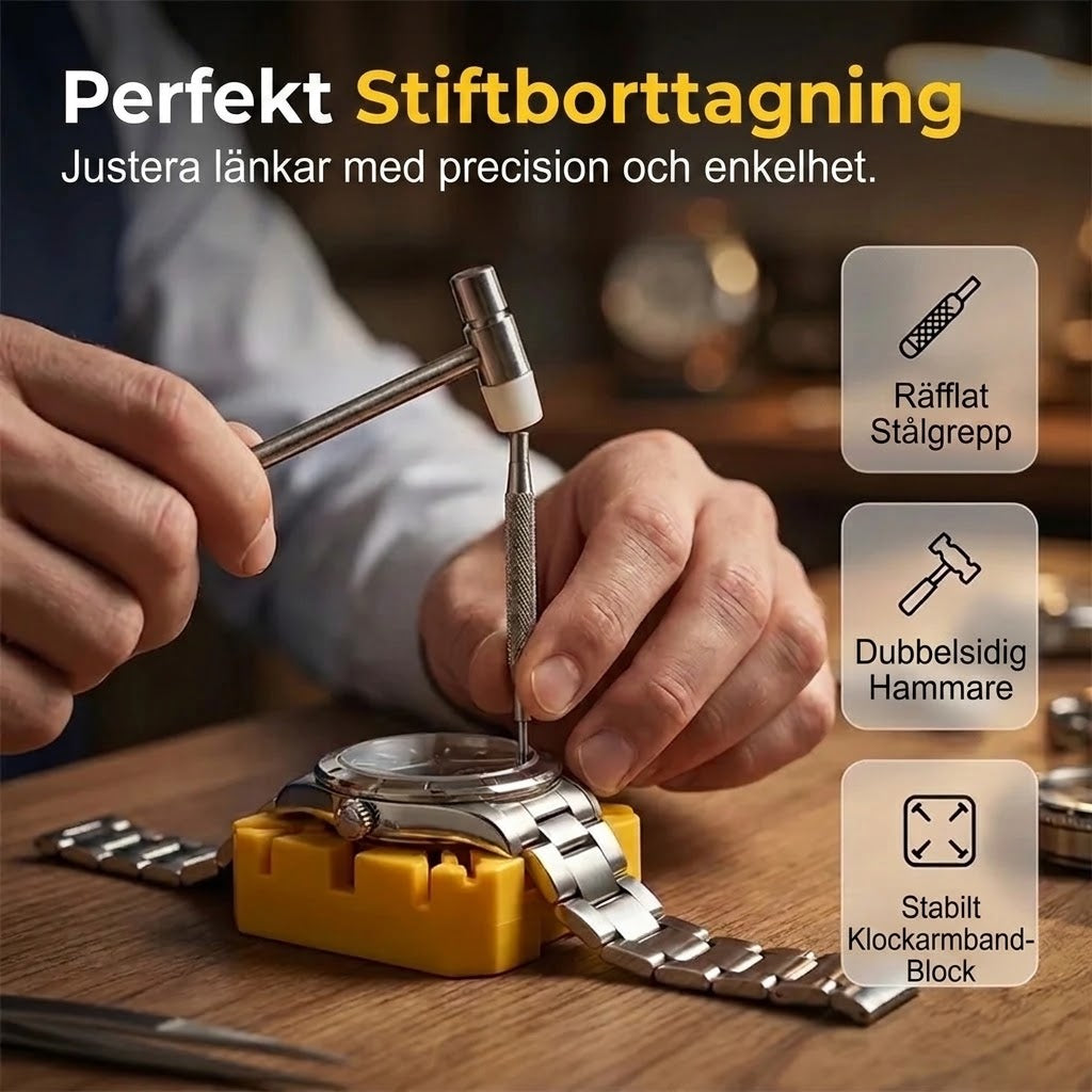 Klockreparationssats för byte av armband och batteri