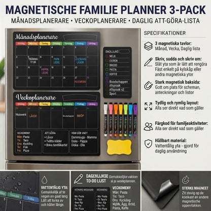 Magnetisk familjeplanerare för månad vecka och dag