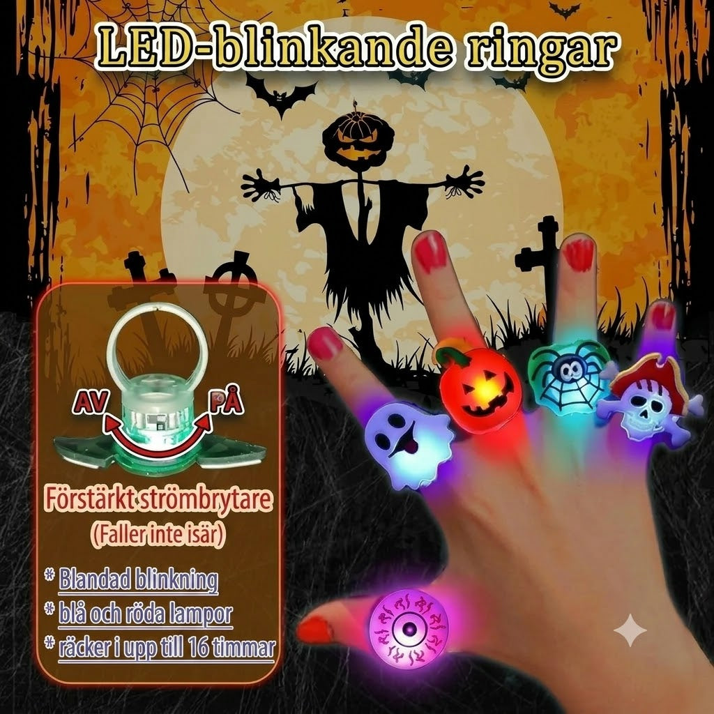 50-pack LED-ringar för halloween