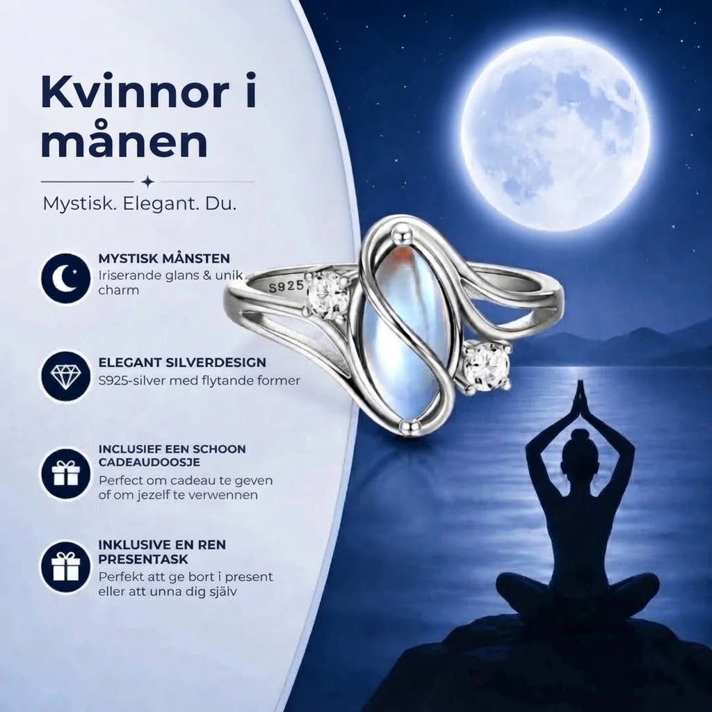 Månstenring med mystisk design