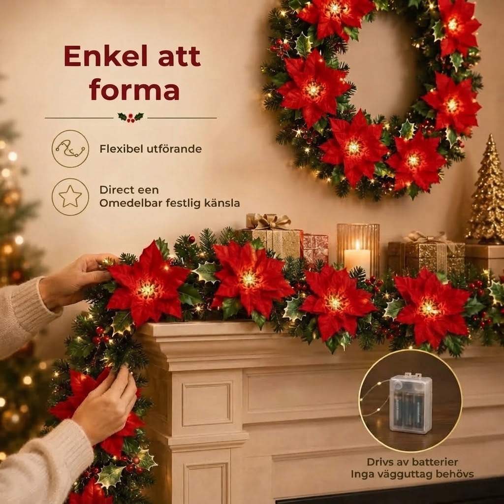 LED-blomsterslinga för juldekoration