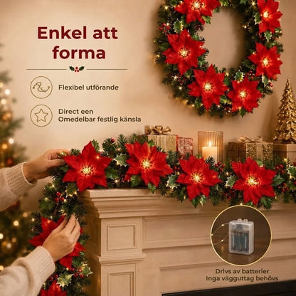 LED-blomsterslinga för juldekoration