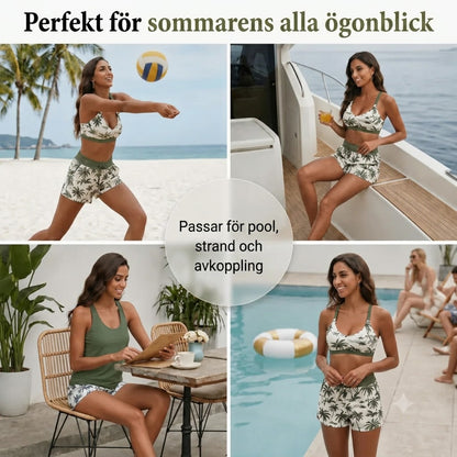 Tankini-set med mage-täckande effekt