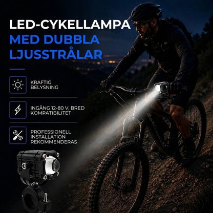 LED-cykellampa med dubbel ljusstråle