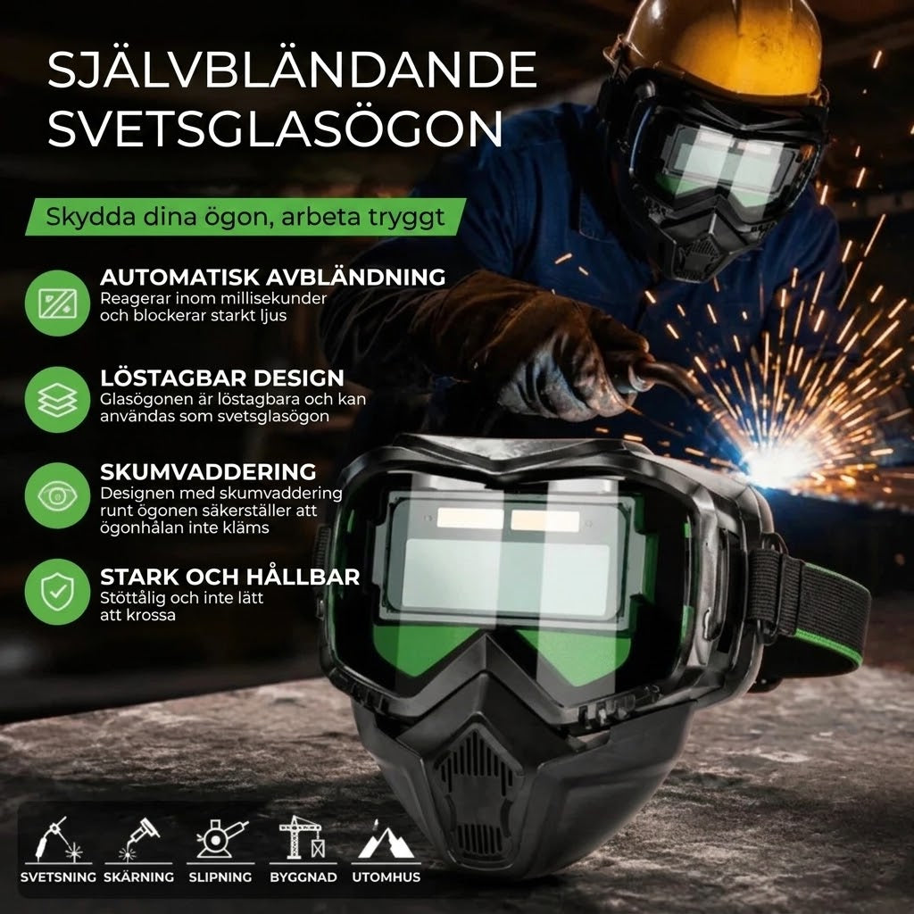 Automatiskt nedbländande svetshjälm med kolfilter