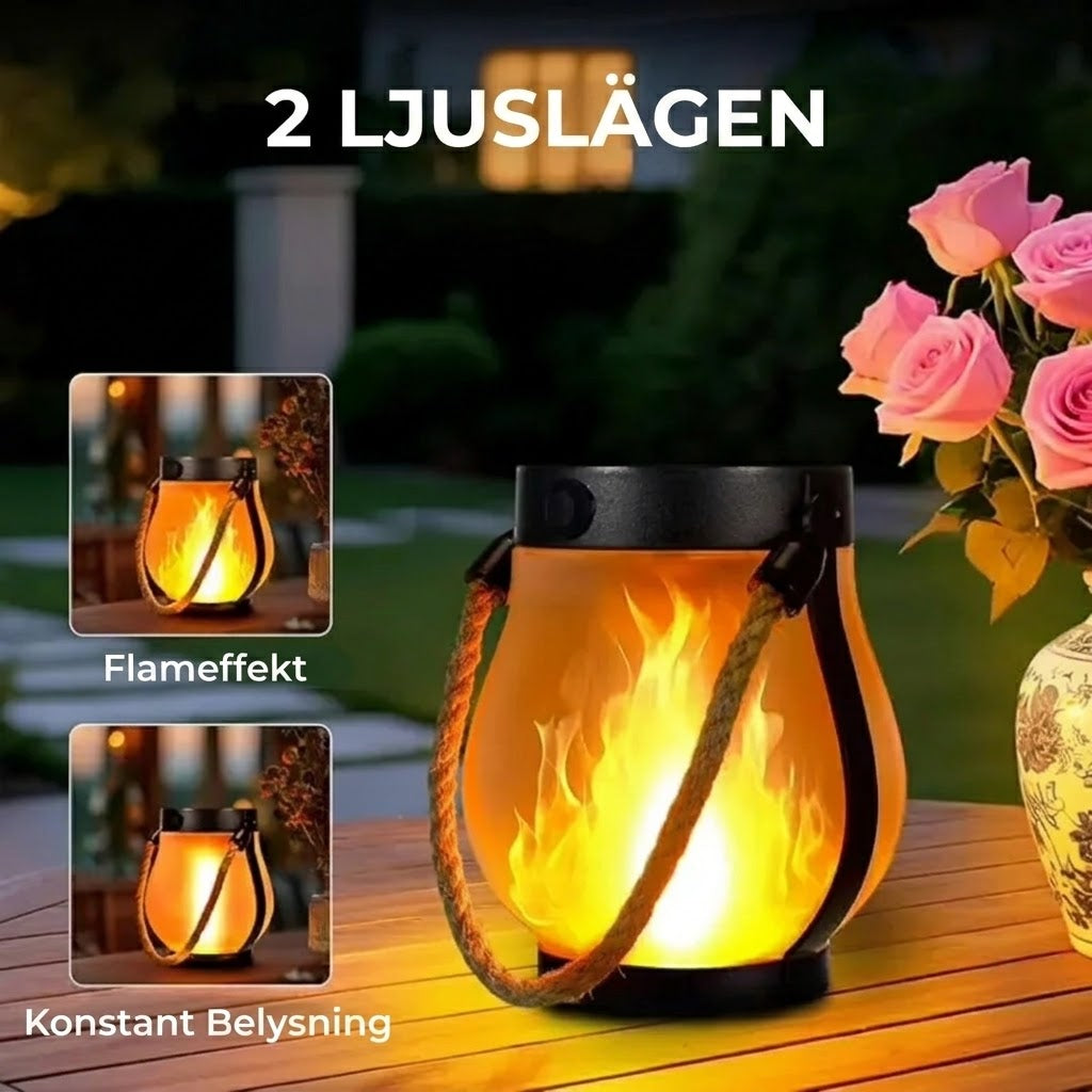 Stämningsfull Solcellslykta med Flammande Låga