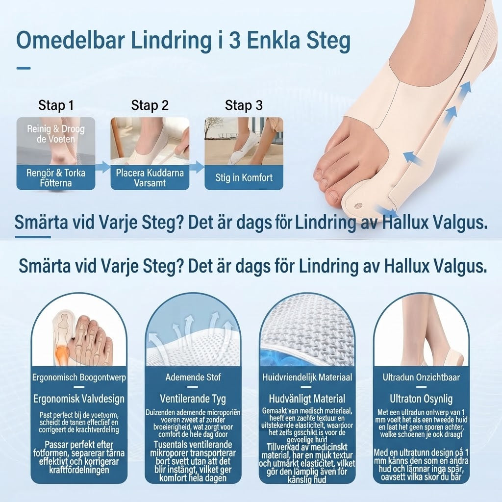 Justerbart hallux valgus-stöd för stortån