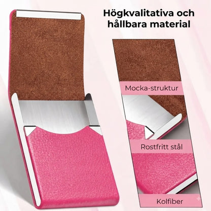 Magnetisk visitkortshållare med mockafoder
