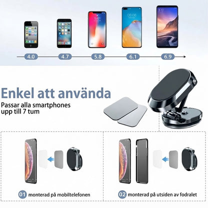 Hopfällbar magnetisk mobilhållare för bil