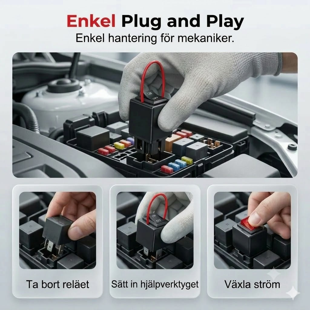Testkit för bilreläer med startkablar