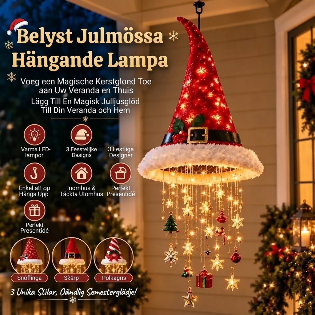 LED-julljuskrona med tomteluvor för juldekoration