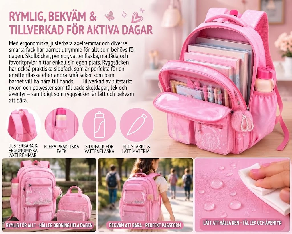 DreamPack 3-delat skolset med glittrande detaljer