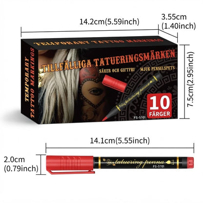 Tillfälliga tatueringspennor med schabloner