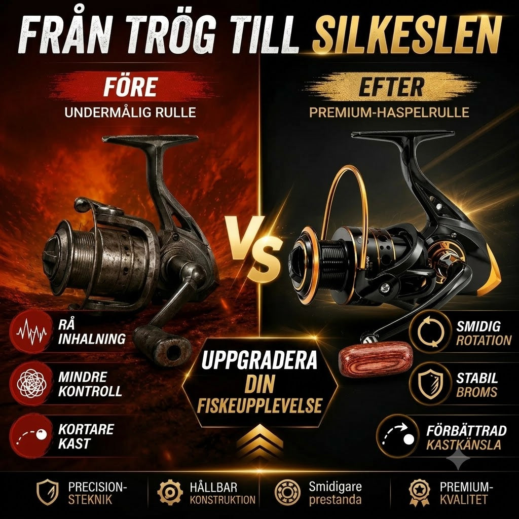 Fiskerulle med CNC-fräst Spole och Huvuddrev i Mässing