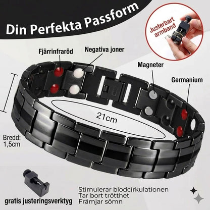 Retro herrarmband med kors och dubbelradigt magnetlås